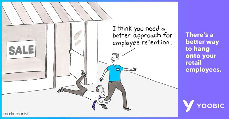 Employee retention in retail cartoon