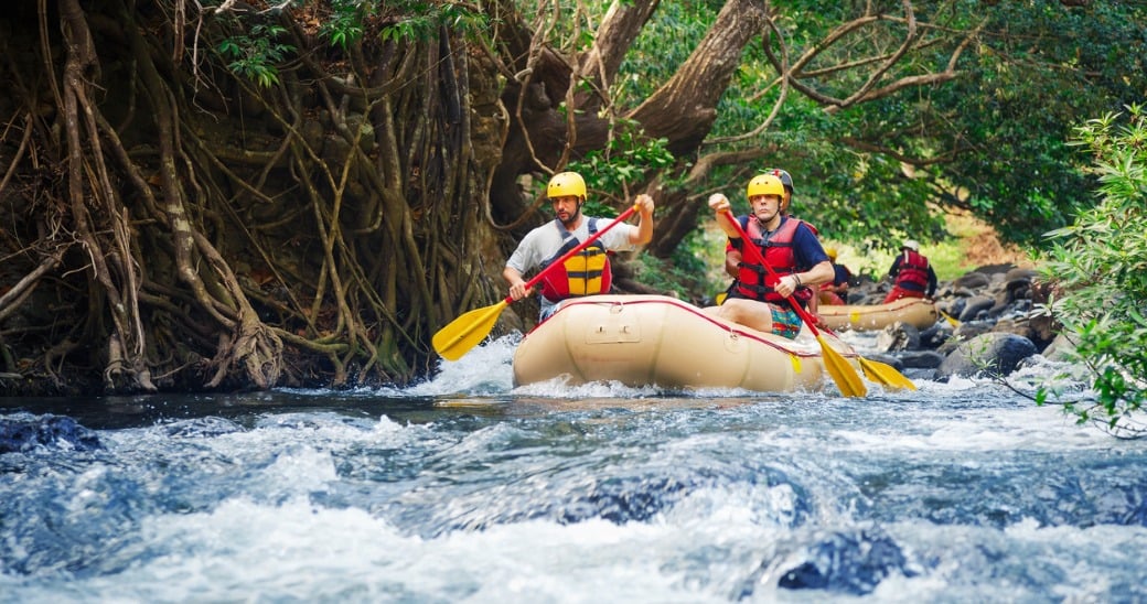 People rafting on a river